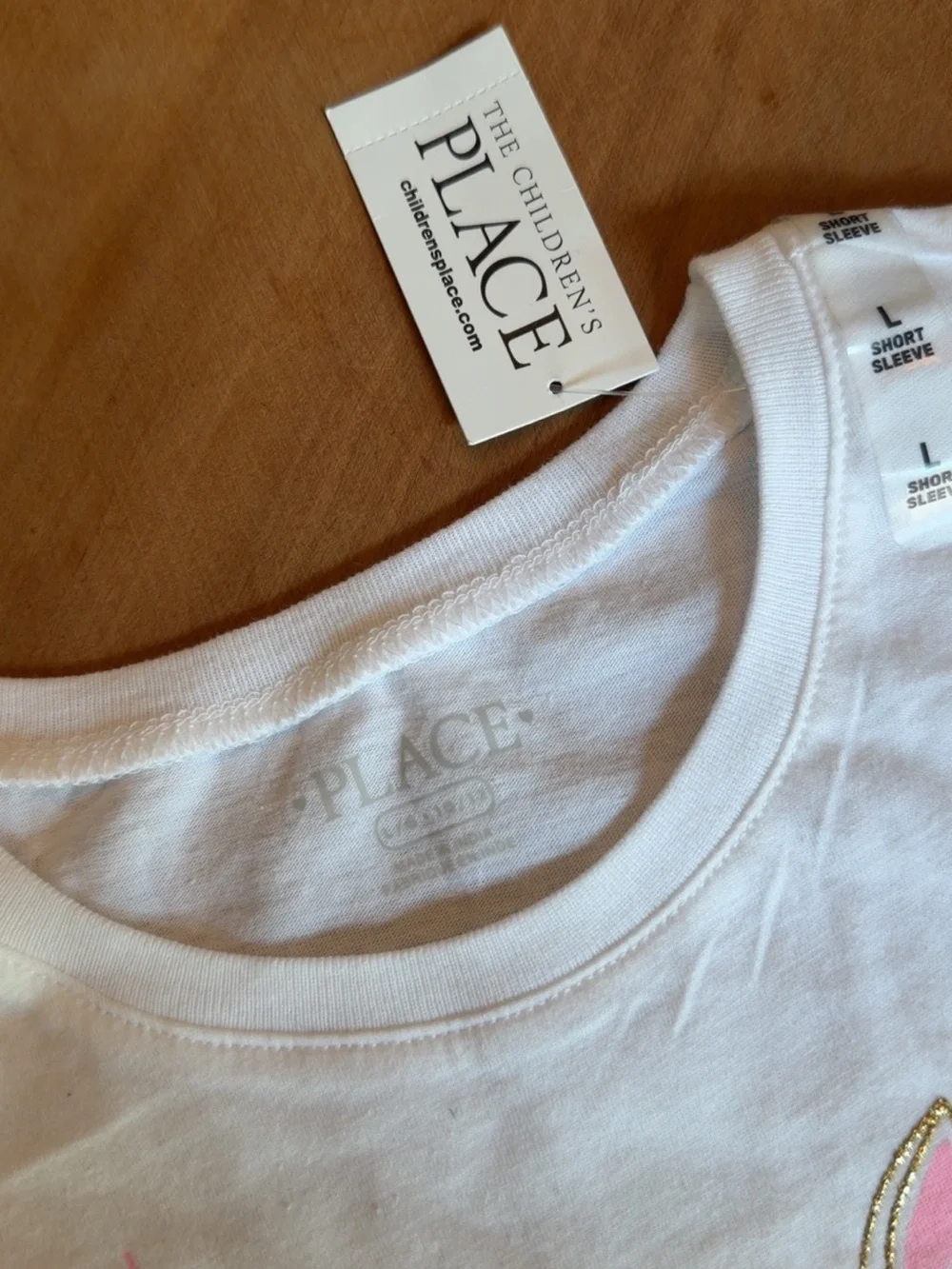 The Children's Place White Tee with Pink & Gold Unicorn Graphic